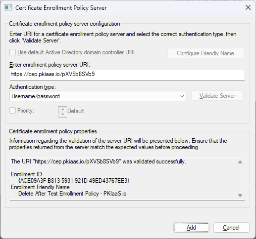 Add Enrollment Policy Server