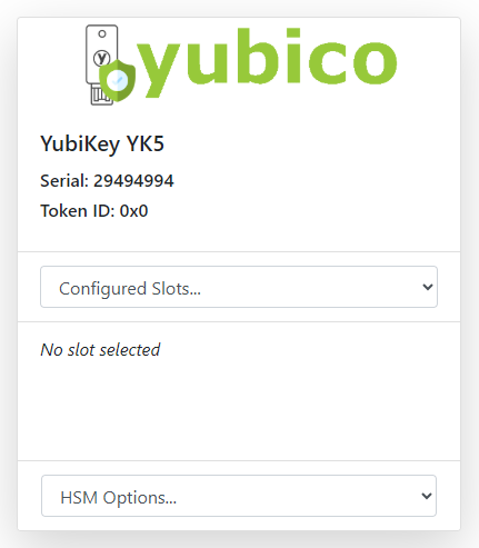 YubiKey on IoT-HSM home page